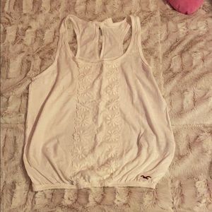 Hollister White Flower Tank Top